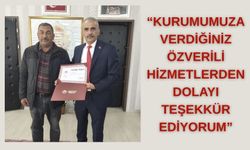Köylü’ye Hizmetlerinden Dolayı Teşekkür Belgesi Verildi