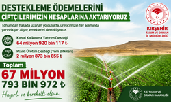 ÇİFTÇİLERE 67 MİLYON TL’Yİ AŞAN TARIMSAL DESTEK
