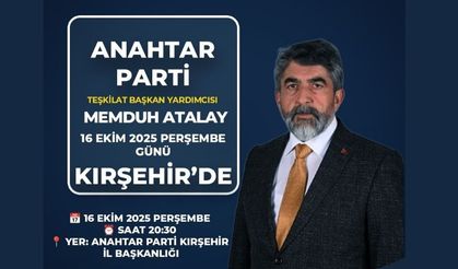Memduh Atalay 16 Ekim’de Kırşehir’e Geliyor