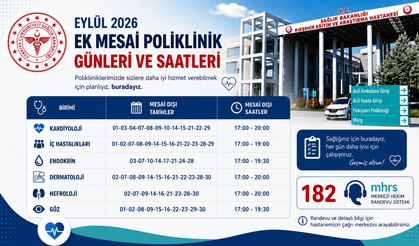 Kırşehir’de 6 Branşta Mesai Dışı Muayene