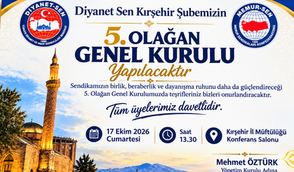 Diyanet-Sen Kırşehir Şubesi genel kurula hazırlanıyor