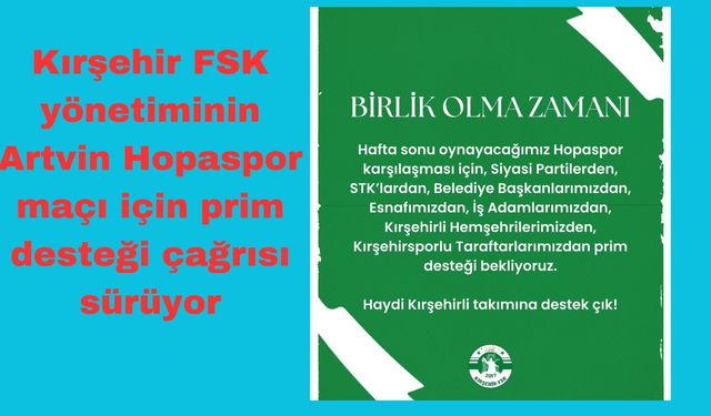 Kırşehir FSK, bu hafta sahasında ölüm kalım maçına çıkıyor
