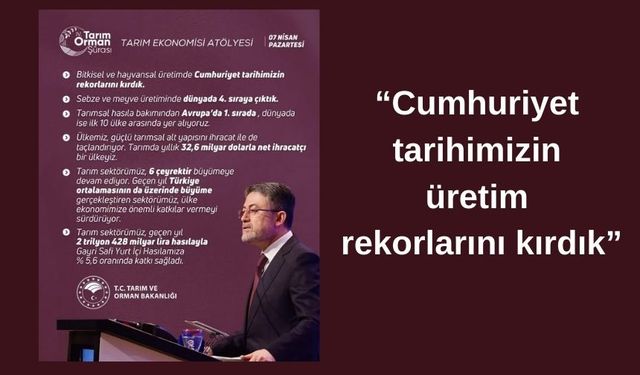 “Tarım sektörümüz 6 çeyrektir kesintisiz büyüyor”