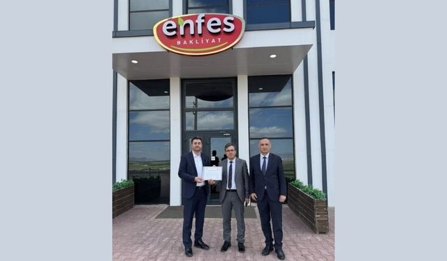 Enfes Bakliyat’a Kurumlar Vergisi Teşekkür Belgesi verildi