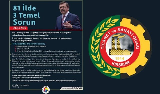 Kırşehir TSO, TOBB’un 3 temel sorun tespitine dikkat çekti