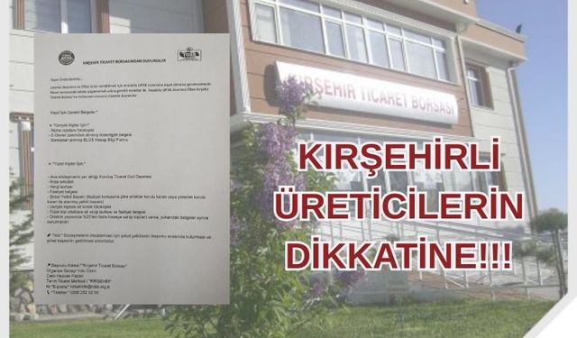 Ticaret Borsası’ndan üreticilere uyarı