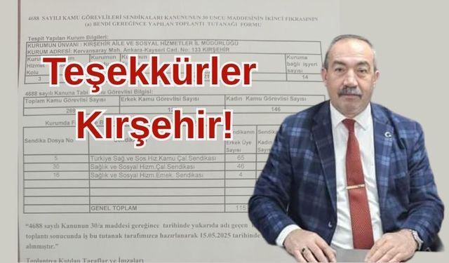 Kırşehir Aile ve Sosyal Hizmetler İl Müdürlüğü’nde Yetki Yeniden Türk Sağlık-Sen’in