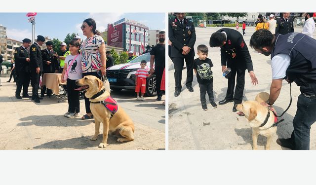 Jandarma sergisinin maskotu arama köpeği “Tapa”