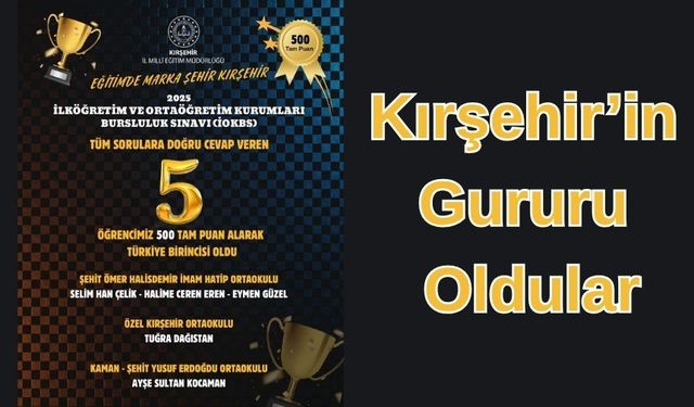 Kırşehir’de 5 Öğrenci İOKBS'de 500 Tam Puanla Zirvede