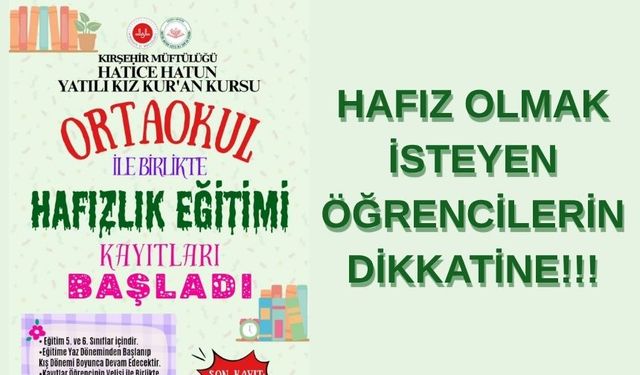 Ortaokul Öğrencilerine Yönelik Hafızlık Programında Kayıtlar Başladı