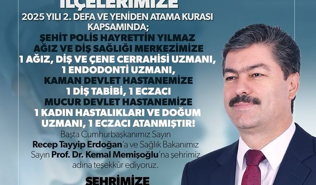 Kırşehir ve İlçelerine Yeni Sağlık Atamaları Gerçekleştirildi