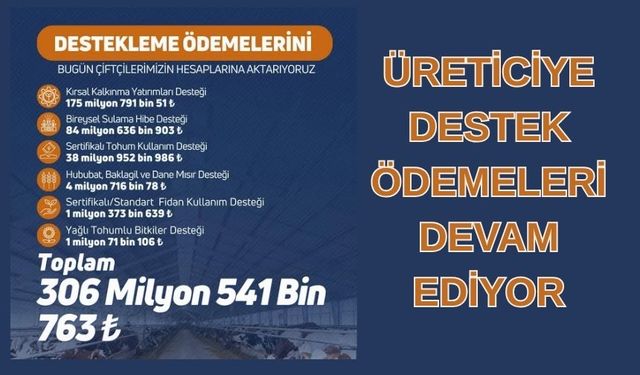 Emek Veren Üreticiye 306 Milyon TL Destek