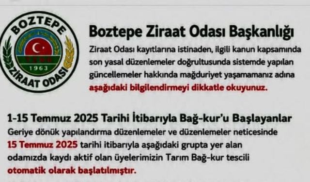 Kırşehir Boztepe'de Tarım Bağ-Kur Uyarısı