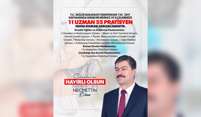 KIRŞEHİR’E 66 YENİ HEKİM ATANDI