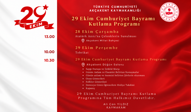 Akçakent’te 29 Ekim Cumhuriyet Bayramı Coşkuyla Kutlanacak