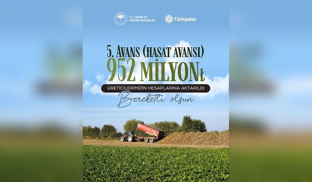 Pancar Üreticilerine 952 Milyon TL Avans Ödemesi!