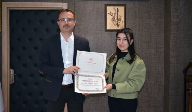 Dr. Aleyna Tekeli’ye Hizmetlerinden Dolayı Teşekkür