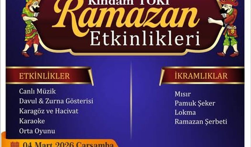 Ramazan Etkinlikleri TOKİ’de Düzenlenecek