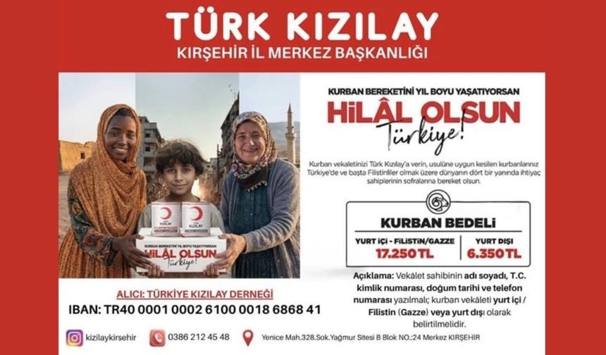 Kızılay Kırşehir’den Kurban Bağışı Çağrısı