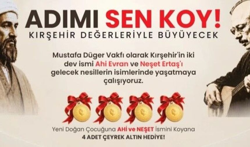 Çocuklarına bu isimleri verenlere 4 çeyrek altın