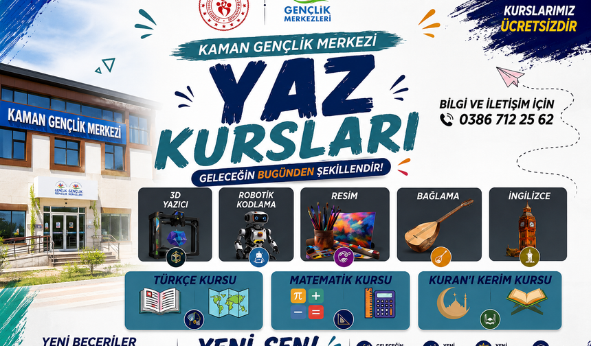Kaman Gençlik Merkezi'nden Ücretsiz Yaz Kursları