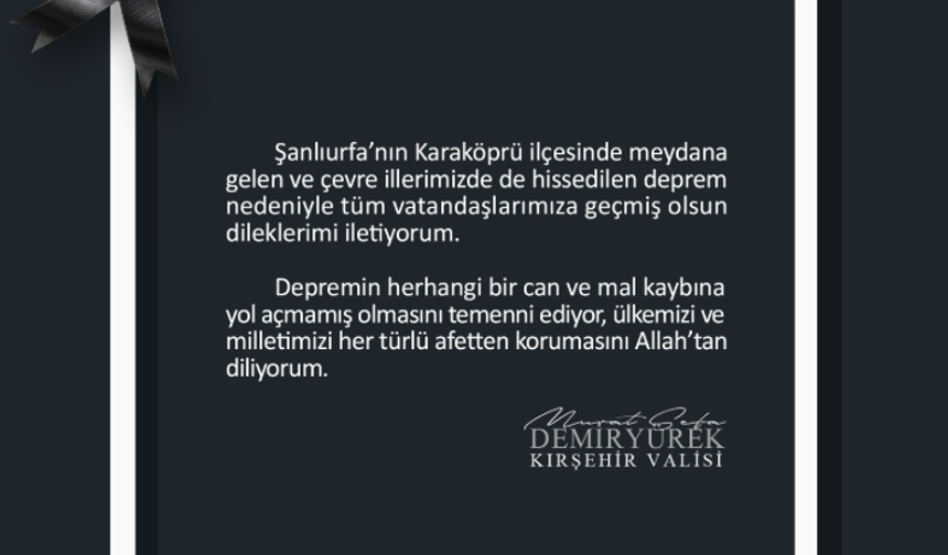 Vali Demiryürek: "Can kaybı yaşanmamasını temenni ediyorum"