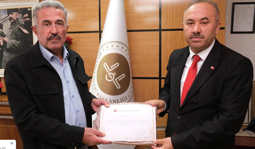 Kırşehir İl Müftüsü Tekin’den İdris Durmuş’a Teşekkür Belgesi