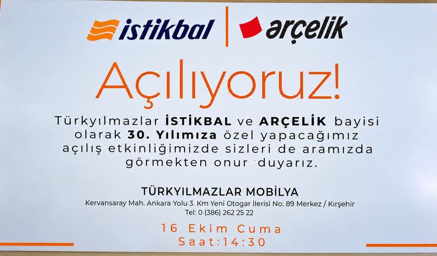 Kırşehir’de İstikbal ve Arçelik bayisi açılıyor