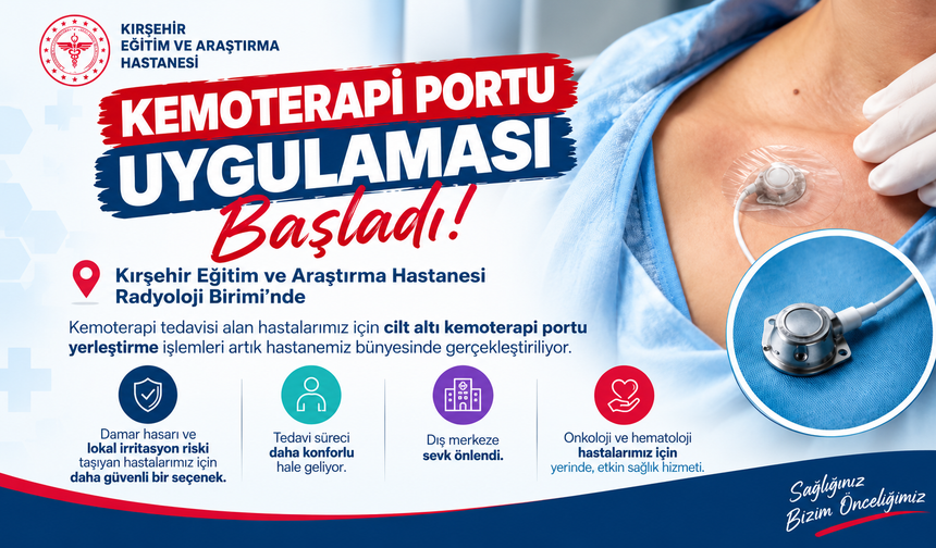 Kırşehir Eğitim ve Araştırma Hastanesi’nde Kemoterapi Portu Uygulaması Başladı