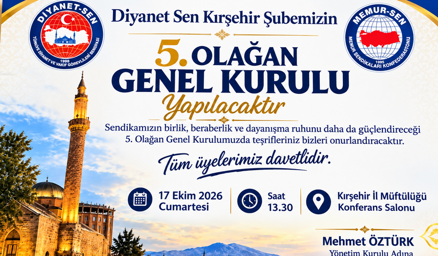 Diyanet-Sen Kırşehir Şubesi genel kurula hazırlanıyor
