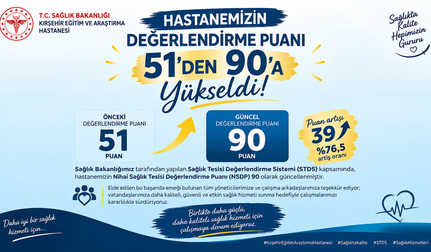 Hastanenin Değerlendirme Puanı 90’a Yükseldi
