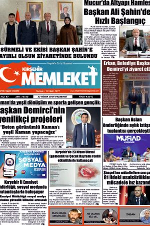 Kırşehir Memleket Gazetesi 23.04.2024
