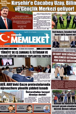 Kırşehir Memleket Gazetesi 29.04.2024