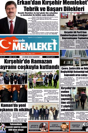 Kırşehir Memleket Gazetesi 15.04.2024