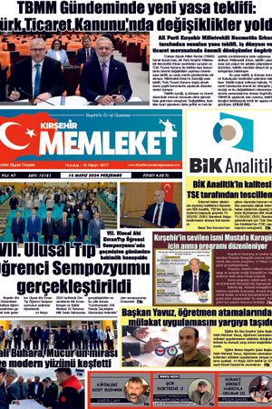Kırşehir Memleket Gazetesi 16.05.2024