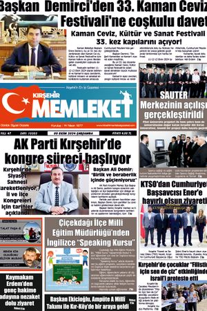 Kırşehir Memleket Gazetesi 09.10.2024