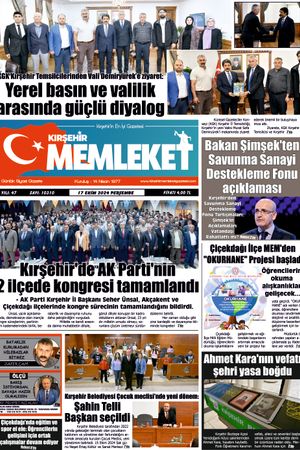 Kırşehir Memleket Gazetesi 17.10.2024