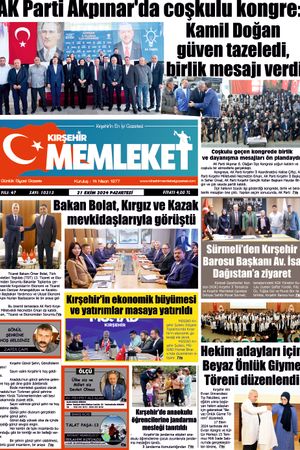 Kırşehir Memleket Gazetesi 21.10.2024