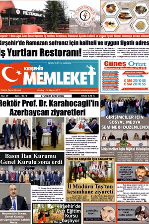 Kırşehir Memleket Gazetesi 21.02.2025