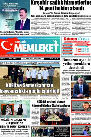Kırşehir Memleket Gazetesi 01.03.2025