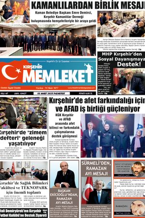 Kırşehir Memleket Gazetesi 03.03.2025