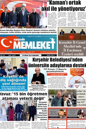 Kırşehir Memleket Gazetesi 30.04.2025