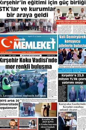 Kırşehir Memleket Gazetesi 30.06.2025