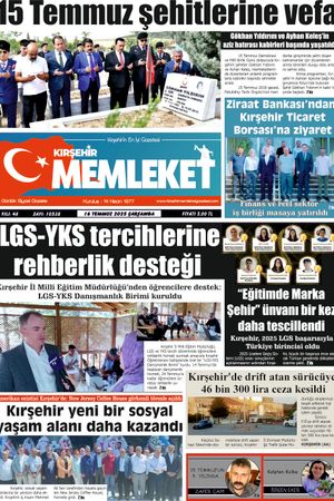 Kırşehir Memleket Gazetesi 16.07.2025