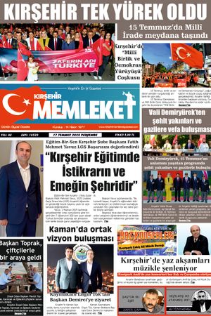Kırşehir Memleket Gazetesi 17.07.2025