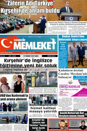 Kırşehir Memleket Gazetesi 18.07.2025