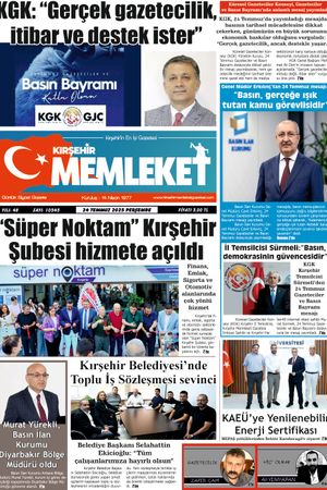 Kırşehir Memleket Gazetesi 24.07.2025