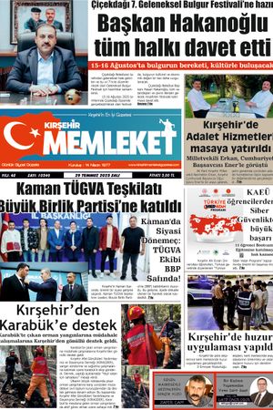 Kırşehir Memleket Gazetesi 29.07.2025