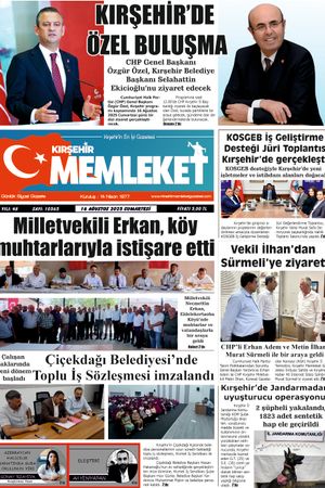 Kırşehir Memleket Gazetesi 16.08.2025