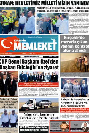 Kırşehir Memleket Gazetesi 19.08.2025